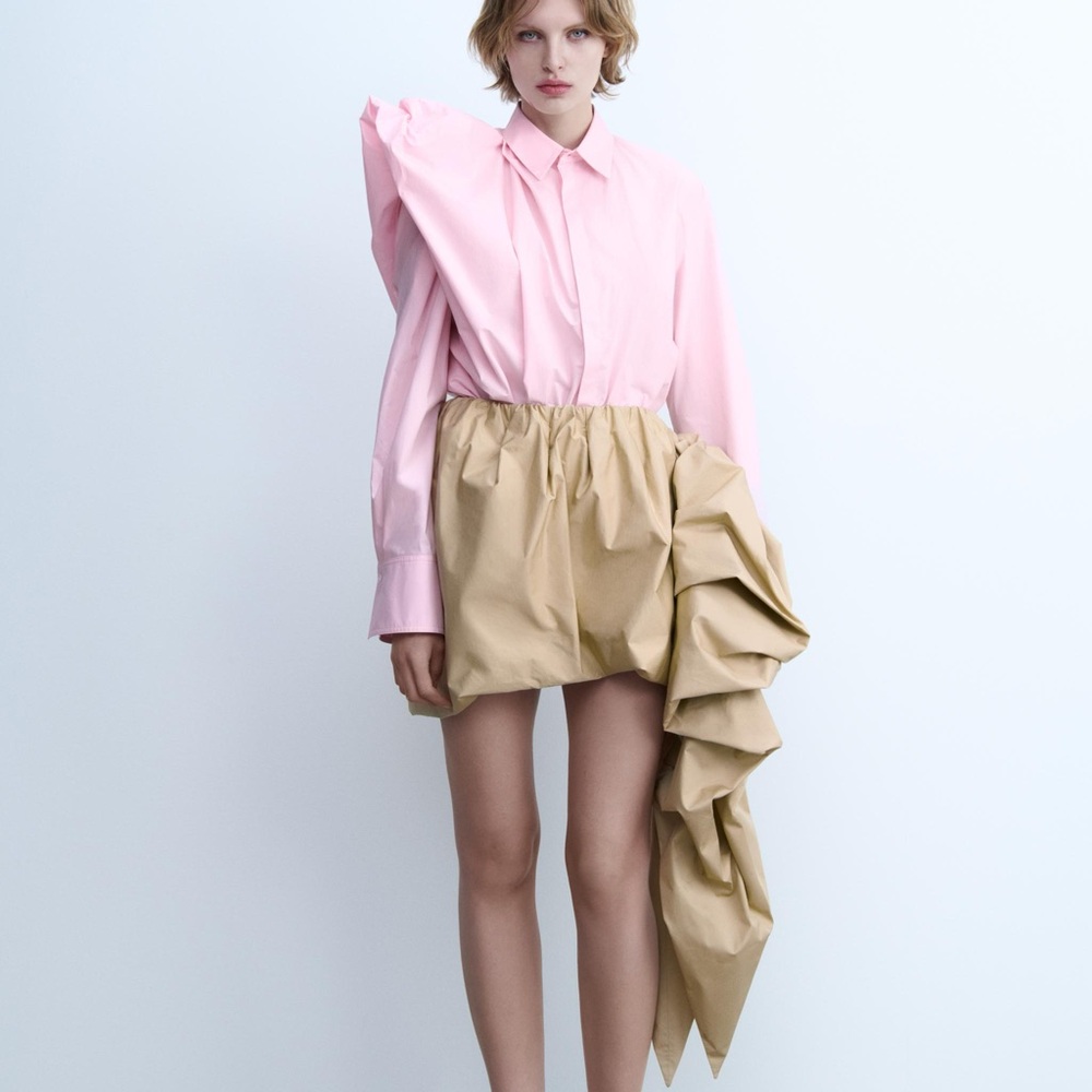 Pink and Tan Women's Skirt